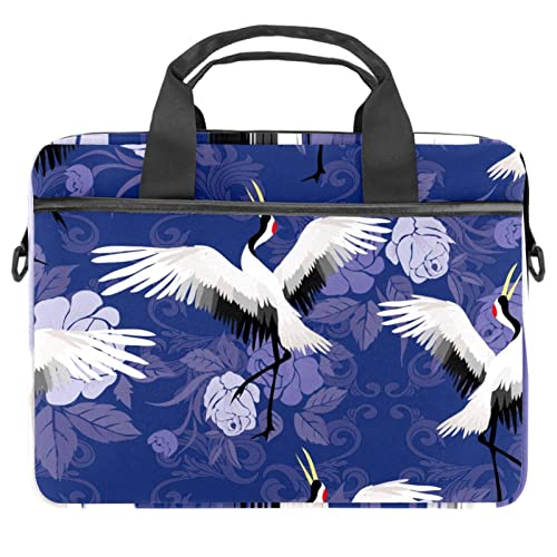 Funda maletín de grúa blanca y peonías para laptop de 13 a 14.5 pulgadas
