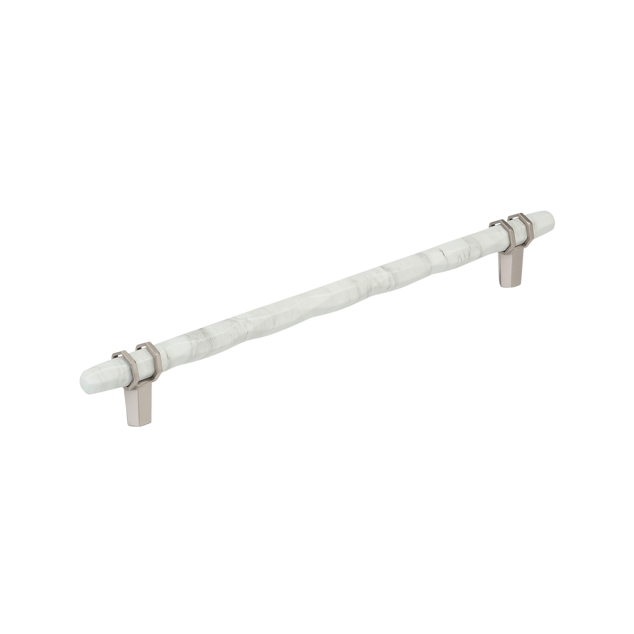 Amerock 10-1/16" Carrione Marble White/Satin Nickel Drawer Pull