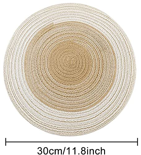 Image of Jute Placemats Set of 6 Heat Resistant Round Place Mats Natural Jute Woven Braided Table Mats Thick Farmhouse Placemats Trivet Round Braided Placemats for Dining Table(Gold, Set of 6)