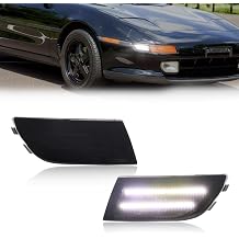 Front Side Marker Turn Signal Light Compatible with Toyo-ta MR-2 MR2 SW20 1991-1995, [DOT Certified] White LED Sidemarker Light, OEM Part #N-BL-TY-MR2-SW20-C-BLK, 2 PCS, Smoked Lens