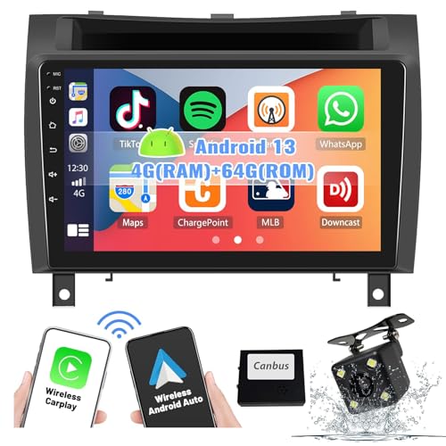 8-Core 5G-WiFi [4G+64G] Android 13 Radio de coche para SLK Clase R171 (2004 2005 2007 2008 2009 2010) Radio de coche 9 pulgadas con pantalla inalámbrica Carplay Android Auto BT GPS FM/RDS SWC+cámara
