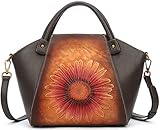 women s leather bags vintage shoulder tote bag designer handmade retro 3d pattern ladies purse with adjustable strap