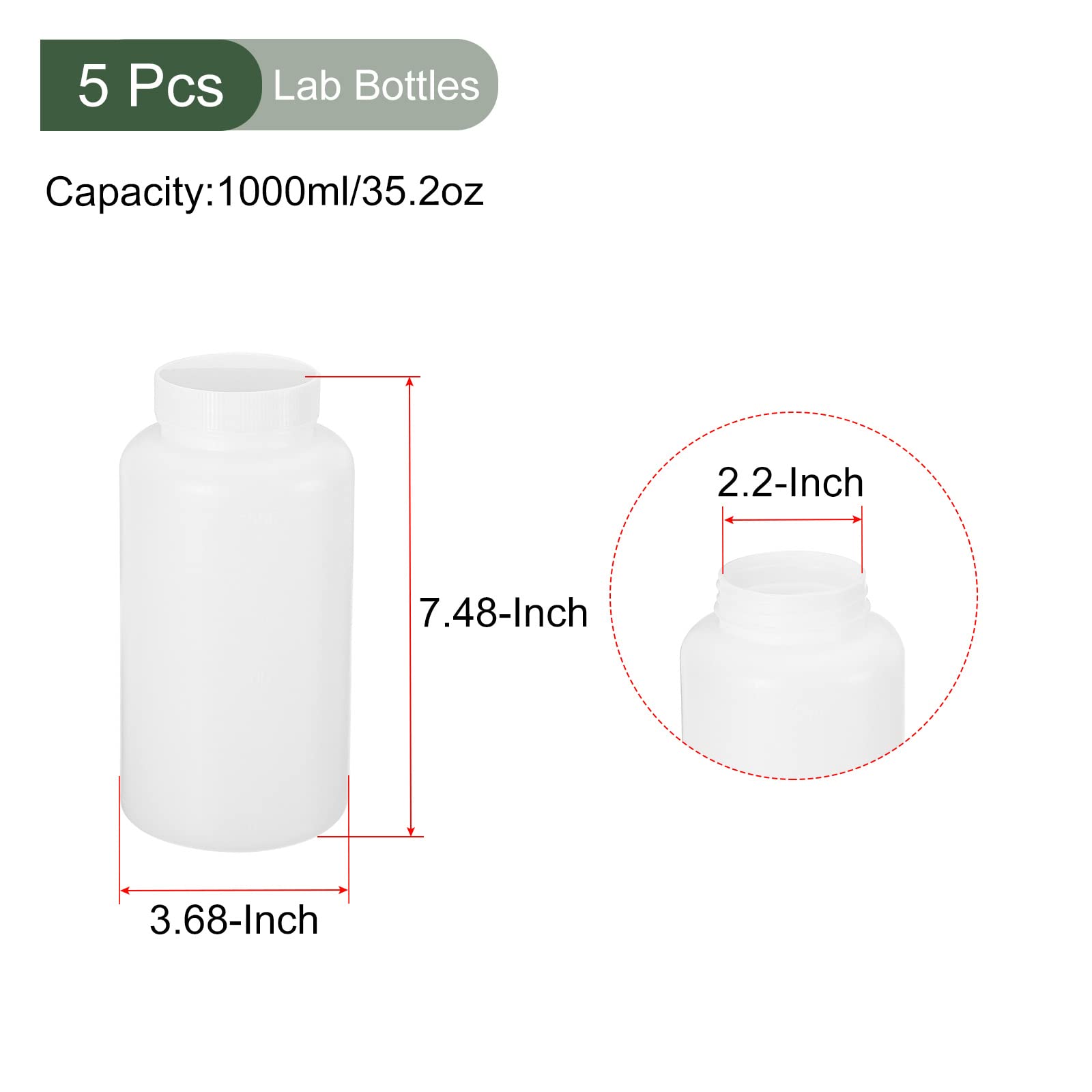 YOKIVE 5 Pcs Lab Chemical Bottle, Plastic Containers With Wide - View #7