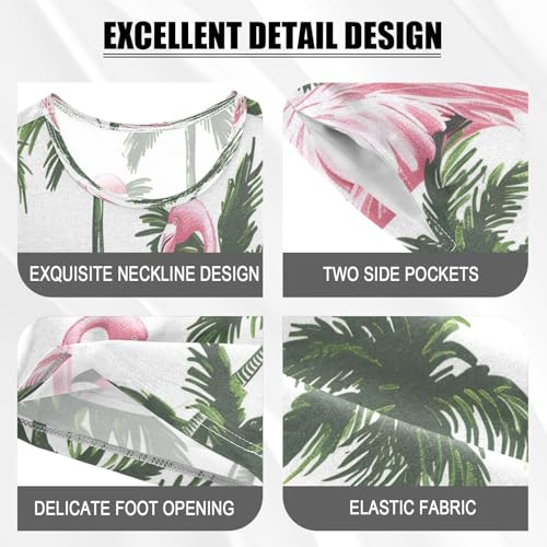 senya Short Sleeve Pajamas Sets Summer Cotton Sleepwear Flamingos Palm Trees4