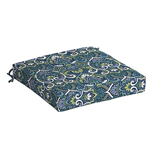 Arden Outdoor Seat Pad Chair Cushion, 21x21, Blue Damask
