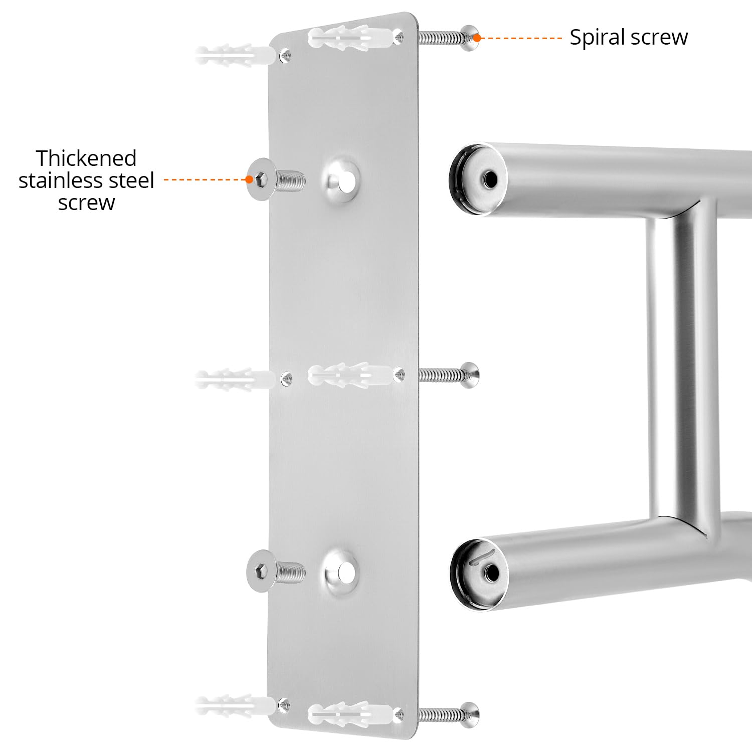 QWORK 60cm 304 Edelstahl U-förmiger Handlauf Treppengeländer Aussen
