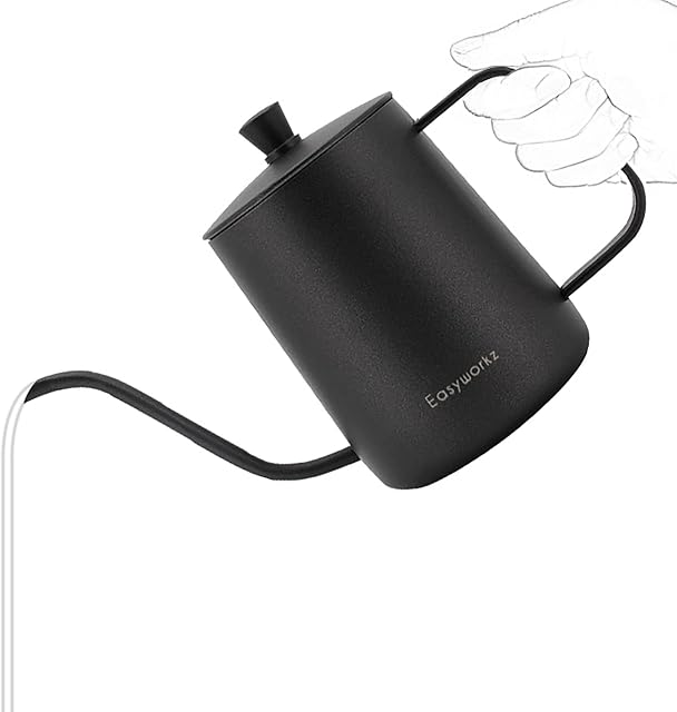 Easyworkz Gage Gooseneck Pour Over Coffee Kettle 600ml Stainless Steel 304 Coffee Pot with Long Narrow Spout Hand Drip Kettle