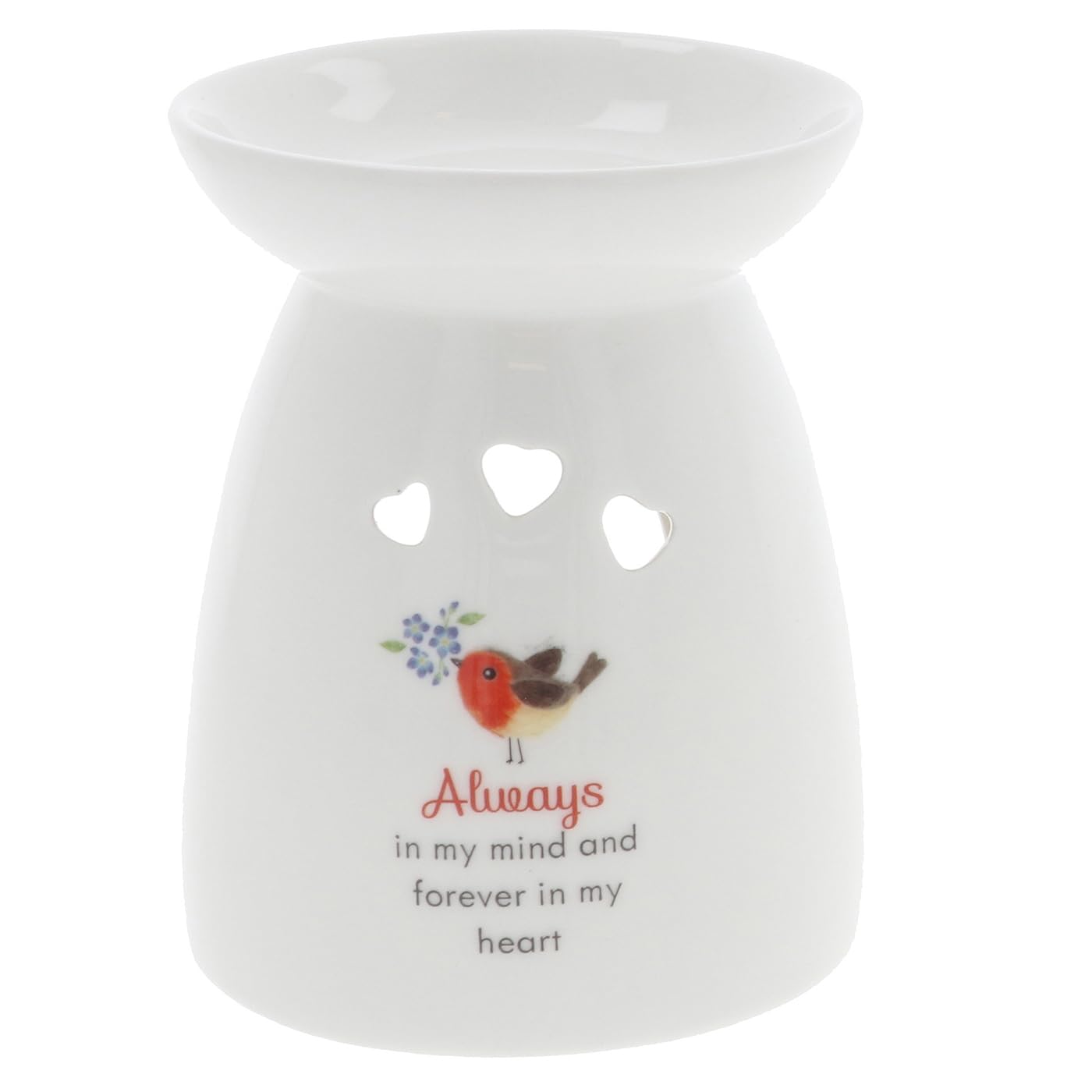 Shudehill Giftware Forget Me Not Robin Themed White Oil Burner - Robins Appear When Loves Ones Are Near & Always In My Mind And Forever In My Heart Quotes Gift Ideas (In My Heart)