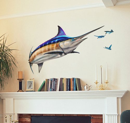 Wall Decals - Blue Marlin, Skipjack Tuna, Flying Fish by Bold Wall Art – Right-Facing, Extra Lrg