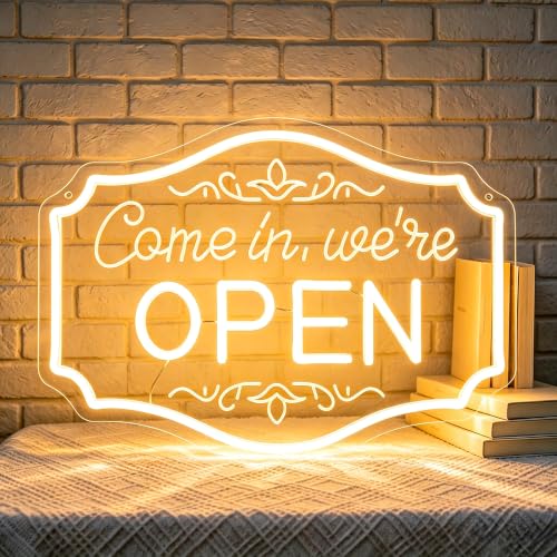 Image of Open Neon Sign for Wall Decor Light Up Sign Come In Led Signs for Room Party Home Wall Decor USB Powered