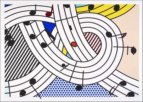Póster de Roy Lichtenstein cuadro moderno Composición de notas grabados en lienzo 70x50