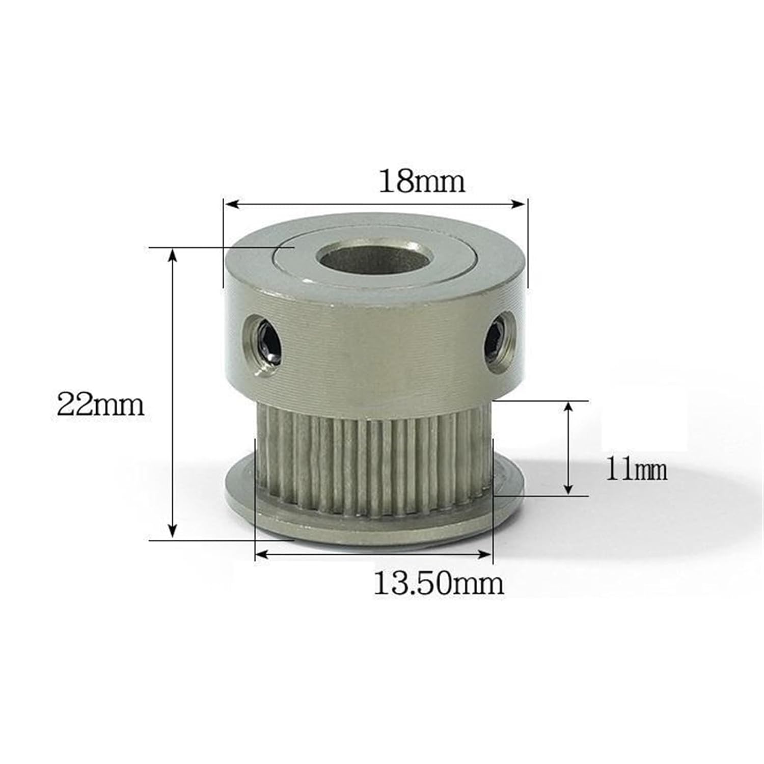 Pulley Synchronous Wheel for Width Belt LY-S2M 22T Hard Anodized Aluminium Synchronous Wheel Timing Pulley(LY-S2M22-11K-P7)