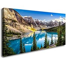 Wall Pictures for Living Room Moraine Lake Landscape Banff National Park Photos Large Canvas Prints Framed Wall Art Modern Nature Pictures for Bedroom Wall Decor XLarge Canvas Wall Art 24x48inch