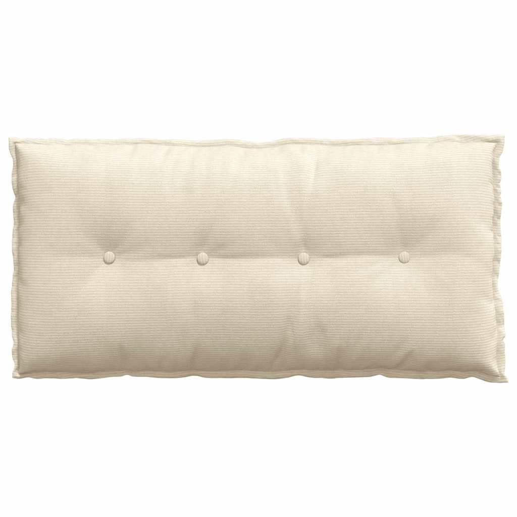 Cojín de respaldo crema de 100 x 50 cm de pana con relleno de poliéster, cojín ergonómico de lectura y cojín lumbar para sofá, cama, oficina, salón, relajante