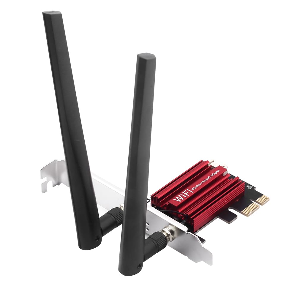 Tarjeta de red PCIe AC1200 de doble banda para escritorio con Bluetooth 5.1, compatible con Windows 10/11, transmisión de oficina para juegos, 2 antenas de alta ganancia