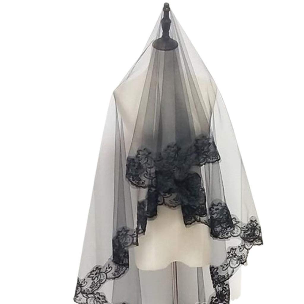 Voile mantille noir dentelle pour costume de cosplay Halloween et accessoires cheveux
