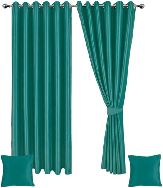 Blackout 2PCS Super Soft Thermal Insulated Eyelet Window Curtains for Living Room Bedroom Home Office Fashion Decoration Drop Noise Reduce 2 Panels Curtain UK (Teal, 90x90)