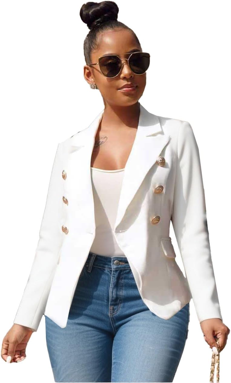 Women's Business Blazer Casual Long Sleeves Lapel Open Front Suit Jacket Work Blazer with Pockets