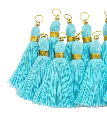 Image of Zippy Flora Micro 1.5 inch Length Cotton Handmade Tassels for Saree /Blouse /Dupatta /DIY /Decor (Pack of 12) (Sky Blue)
