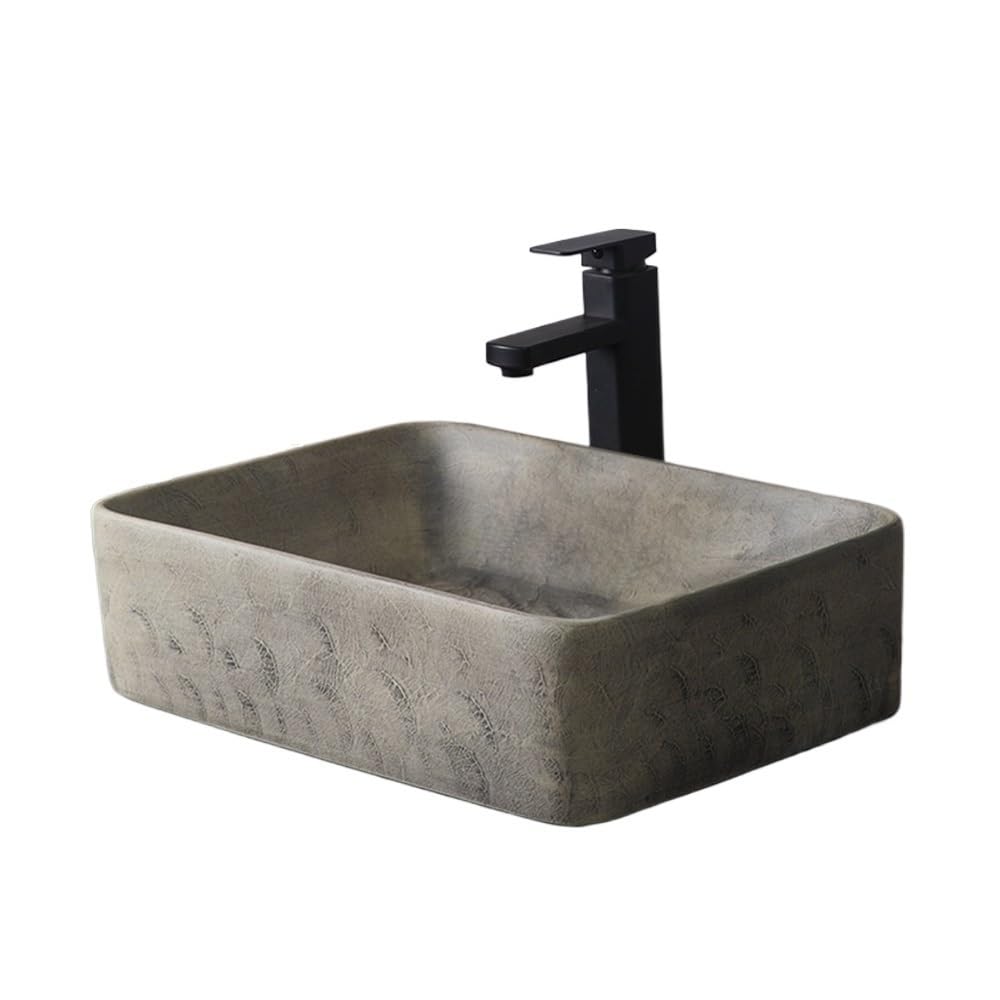 Lavabo de salle de bain carré style vintage et vasque à poser extérieure pour terrasse
