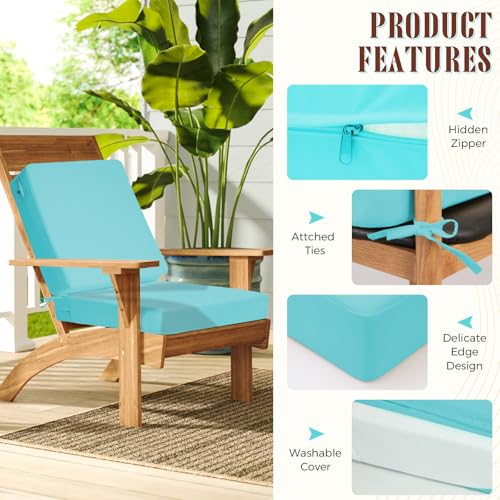 Image of Deep Seat Patio Cushions Set of 2, 24x24 Inch Waterproof & Fade Resistant Outdoor Chair Cushions, Thick Padded Replacement Sofa Cushions for Garden Yard Furniture