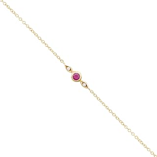 Ruby and Diamond Gold Bracelet, Solid Gold Bracelet, Small Natural Gemstones, Elegant Birthday Gift for Woman, July Birthstone/code: 0.002
