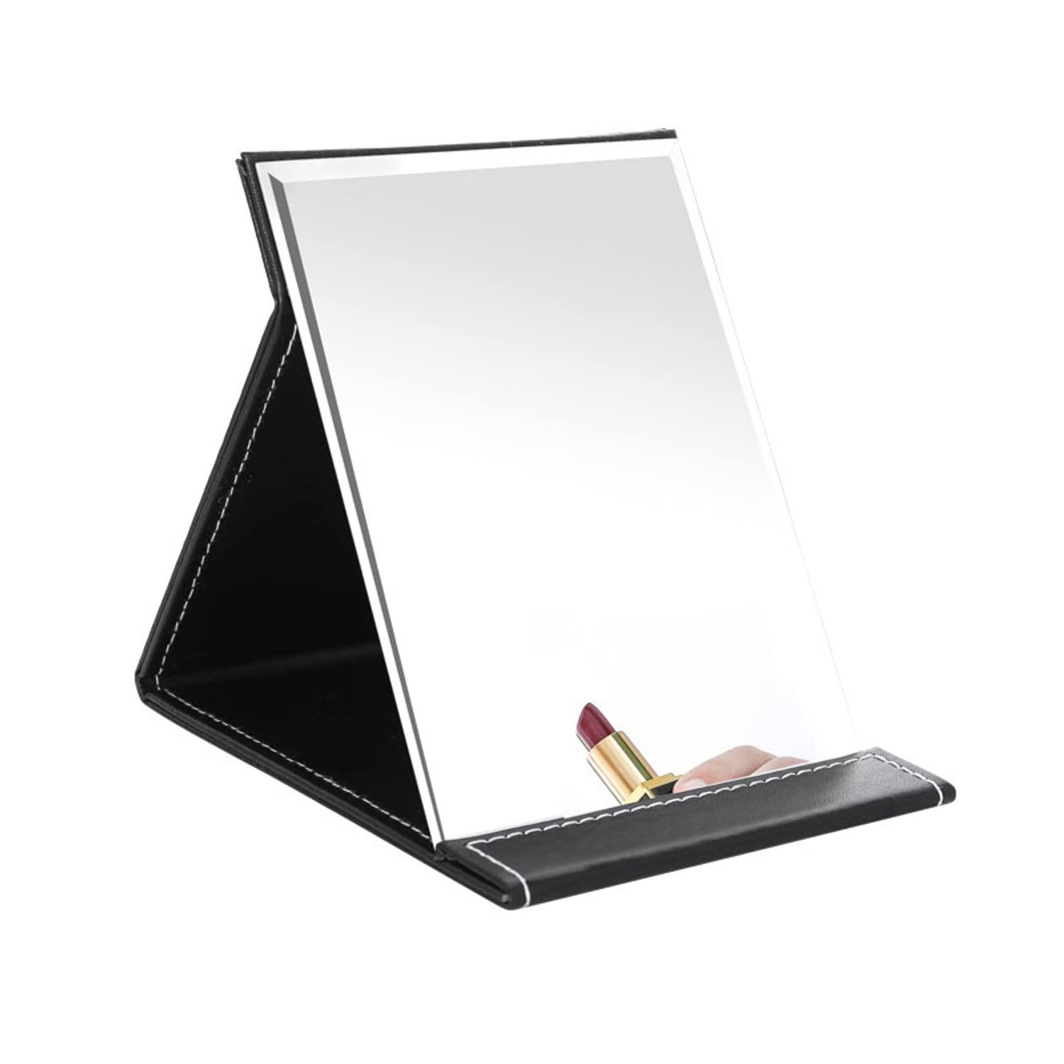 HENIJ® Folding Vanity Makeup Mirror - Free Standing Super HD Mirror Makeup Mirror Travel Compact Pocket Make Up Mirror for Desk, Office, Home, Camping, Travel (Black-Pack of 1)-picture-46