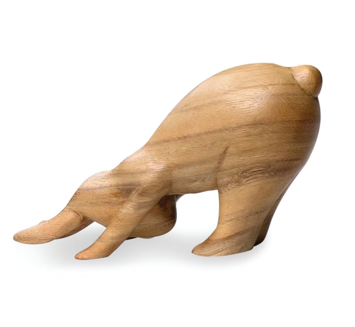 MAISONICA Solid Wood Yoga Bunny Figurine Pilates Ornament - Handmade Teak Downward Dog Pose