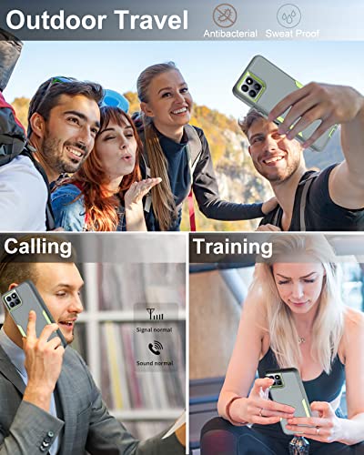 Dahkoiz For Boost Celero 5G Plus Case, With Dust-Proof Port Cover, Full Body Protection Rubber Cover Phone Case For Boost Mobile Celero 5G Plus 7-Inch, Green/Grey #TOP6