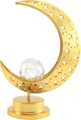 Miniatura 8 de Eid Crafts Luz nocturna Ramadán Mubarak luz de luna islámica decoración de mesa Eid Mubarak luna estrella, adornos de regalo para musulmanes,