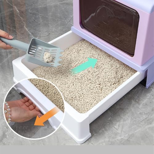 Caja de arena para gatos cerrada con entrada frontal y salida superior miniatura 3
