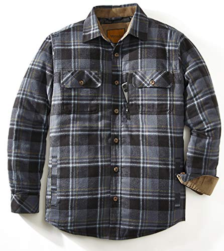 Venado Men's Plaid Shirt Jacket -Long Sleeved Quilt Lined Brushed Flannel Rugged Shirt2