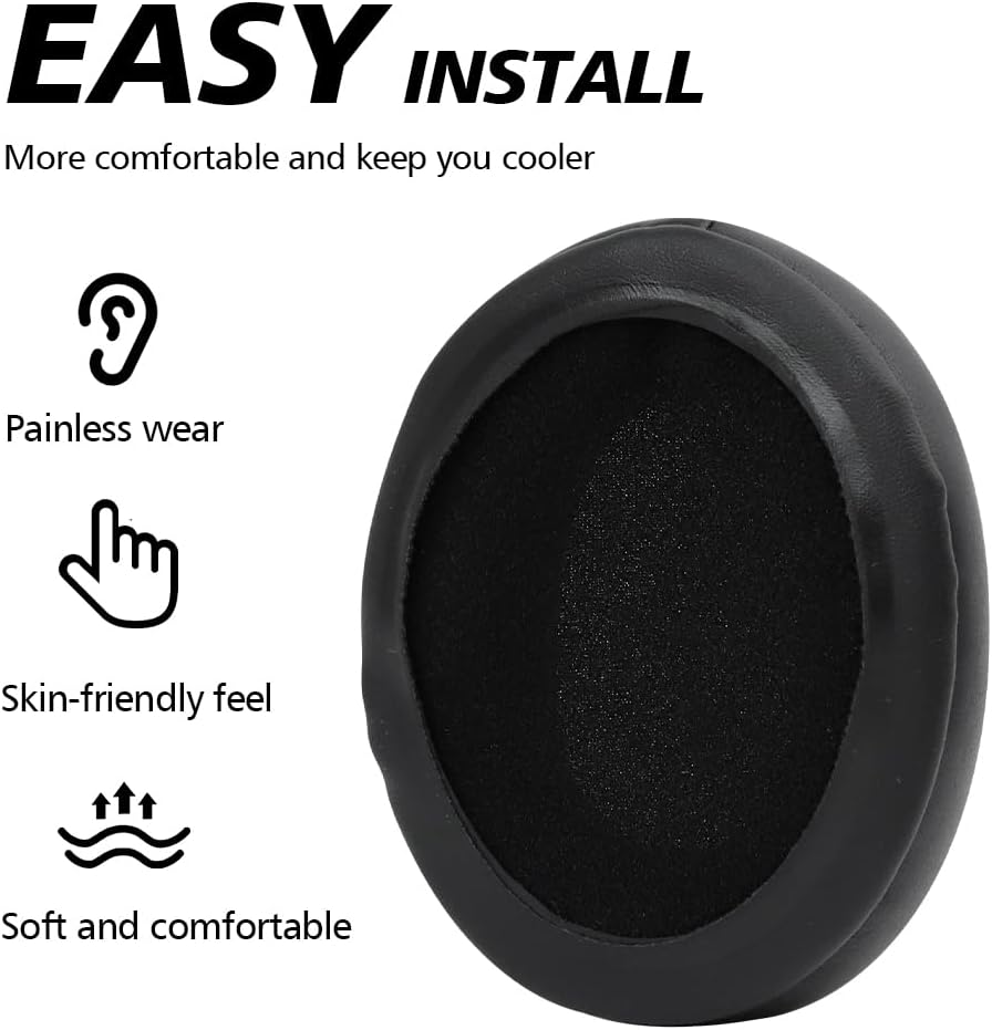 Protein Leather Replacement Earpads Cushions for HyperX Cloud 1/2/3/Pro/Core/Alpha/Flight/Stinger Series/MDR 7506 / M50X/M40X Headset Black(LP-JS-BK)