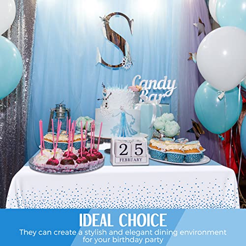8 Pack Disposable Plastic Tablecloths And Satin Table Runner, 54 X 108 Inch Tablecloth, 12 X 108 Inch Table Runners For Wedding Graduation Birthday Baby Shower New Year Party (Blue) #TOP5