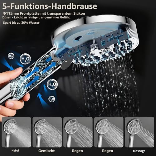 HOMELODY Regendusche Duschsystem ohne Armatu Chrom, 300 mm Eckig – Ansicht 4