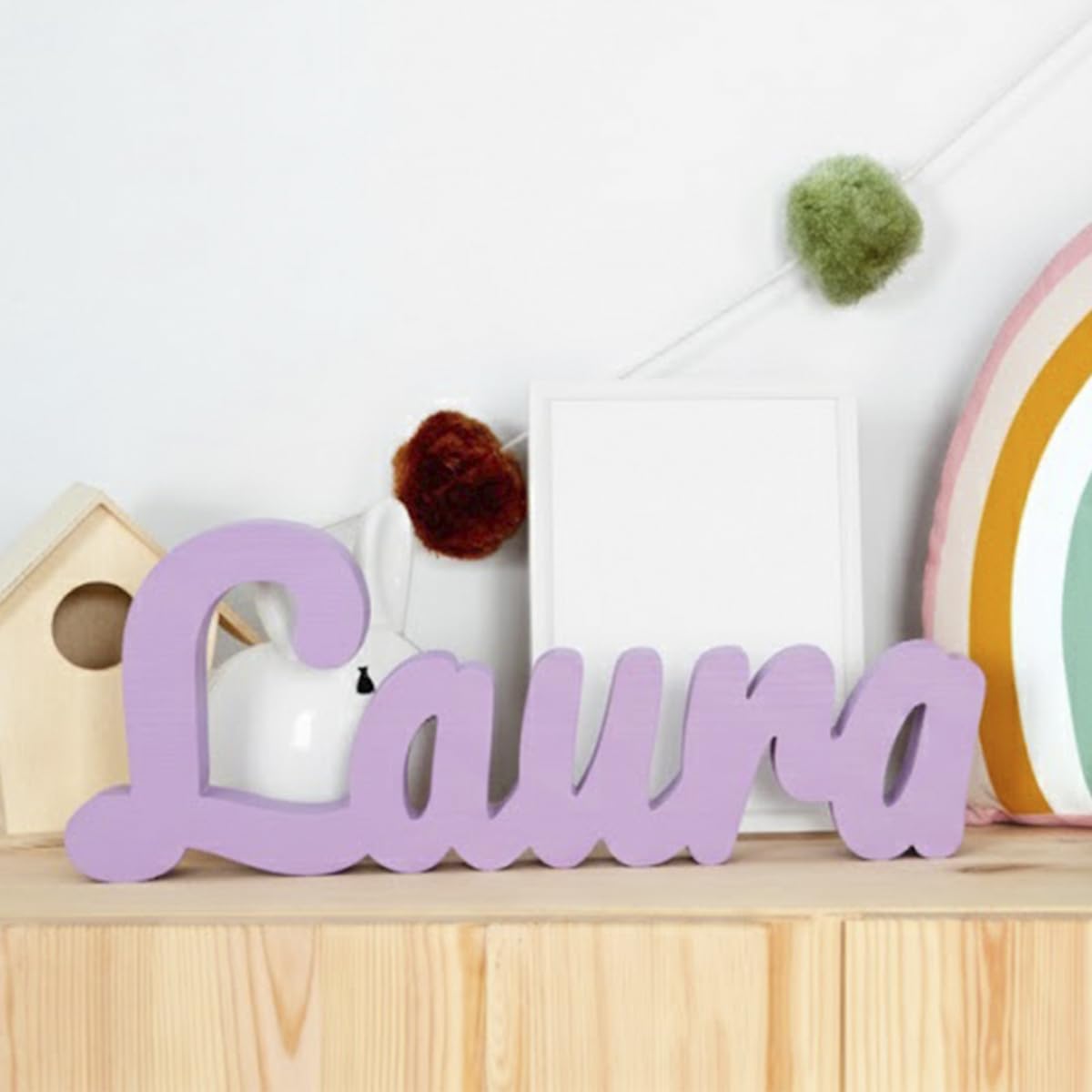 Nome personalizzato in legno massello di pino da 19 mm | Lettere maiuscole iniziali da 14 cm | Decorazioni per bambini, matrimoni e comunioni