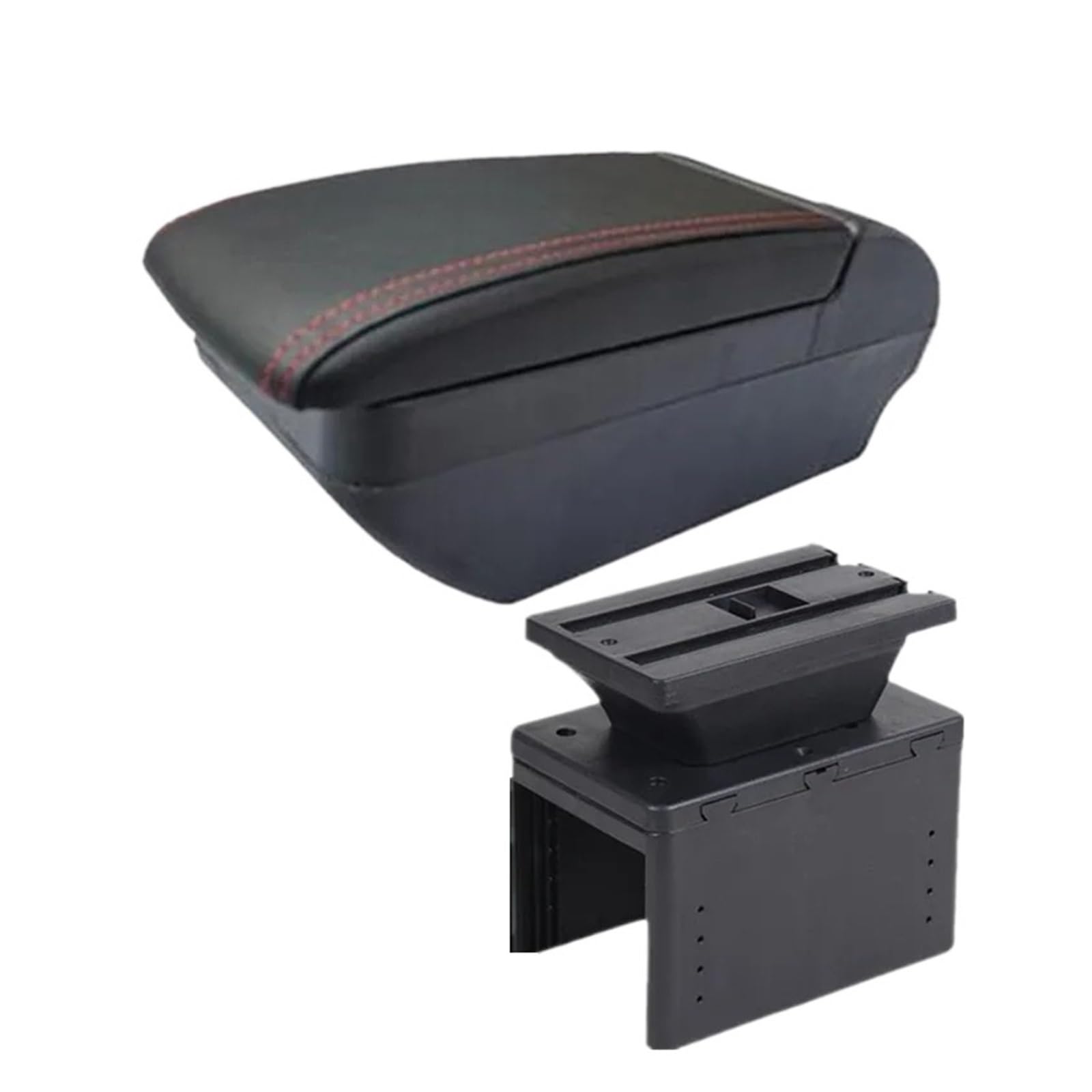 UMDJJU For Captur For Clio5 Car Armrest Box Central Storage Retrofit Interior Accessories Car Centre Console Armrest Box(F Black Red No USB)