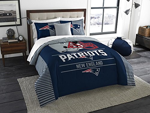New England Patriots Draft - 3 Piece King Size Bedding Comforter Set - Includes: Comforter & Shams - NFL Home Decor Logo Bedding Accessories
