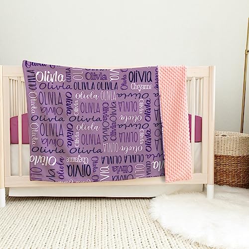 Image of Custom Baby Blanket - Personalized Names Design - Soft Plush Blanket with Double Layer Dotted Backing for Boys Girls Color12(47x60 inches)