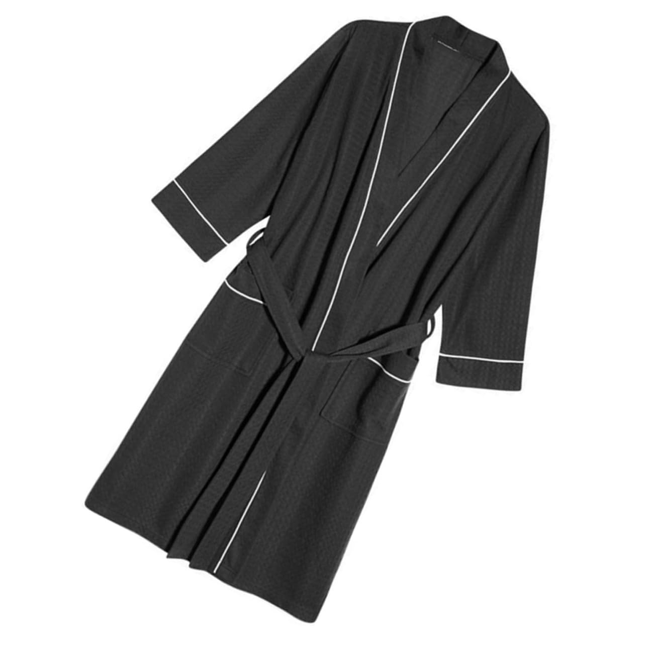 Abaodam Bata de Salón para Mujer, Estilo Seda Sintética, Corta, Encaje y Cinturón, Cómoda Secado Rápido para Salón y Corte de Pelo