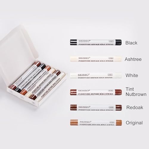 Holzrestaurierungs, SEISSO Holz Reparaturset, 6 Farben Holz Hartwachs Reparatur Kit, Möbel Reparatur Set zum Auffüllen und Reparieren von Kratzern und Löchern auf Möbeln (mehrfarbig)