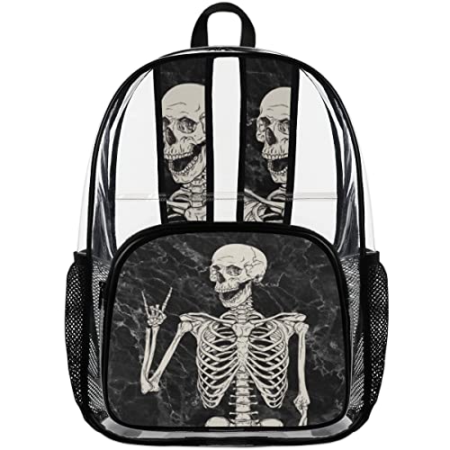 Skull Marble Pattern Clear Backpack Stadium Approved Heavy Duty PVC Transparent Backpacks Large See Through Bag for Work Travel Sports Events Concerts4