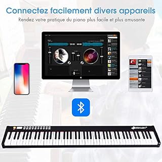 DREAMADE Piano Numérique Portable 88 Touches, Clavier Electronique avec Fonction de Transposition, Chargeur et USB Interface, Enfant ou Débutant (127×21,5×6,5 cm) - Les Beatles, Paul McCartney, John Lennon, RIngo Starr, George Harrison DREAMADE Piano Numérique Portable 88 Touches, Clavier Electronique avec Fonction de Transposition, Chargeur et USB Interface, Enfant ou Débutant (127x21,5x6,5 cm) – Image 6