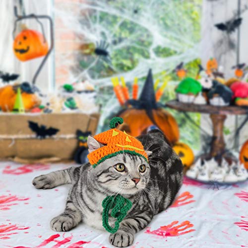 Legendog Cat Halloween Costume Handmade Pet Pumpkin Hat Halloween Apparel for Cats Puppy Small Dogs - Thumbnail 2