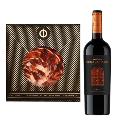 Pack Vino Rioja - Jamón de Bellota 100% Ibérico Maldonado Cortado a Mano 100g + Vino Sierra Cantabria Colección Privada 75cl