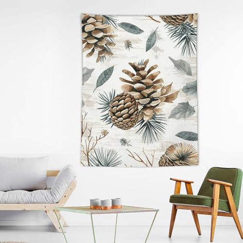 Tapisserie murale esthétique pour chambre à coucher affiche suspendue pommes de pin dessin main