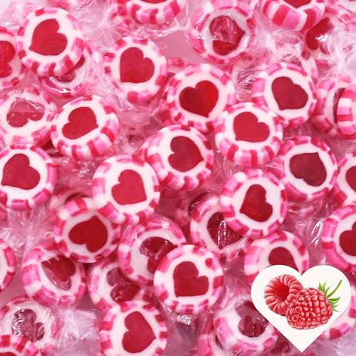 EinsSein Herzbonbons pink-rosa-weiß 500g | Handgemachte Rocks Bonbons Herz | Süßigkeiten & Gastgeschenke für Hochzeit Taufe Valentinstag Muttertag Kommunion | Essbare Tischdeko Großpackung