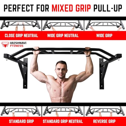 Image of Wall Mounted Pull Up Bar & Dip Station | Heavy-Duty Multifunctional Power Tower for Home Gym | Chin-Up & Leg Raise Station | 350 kg Load Capacity