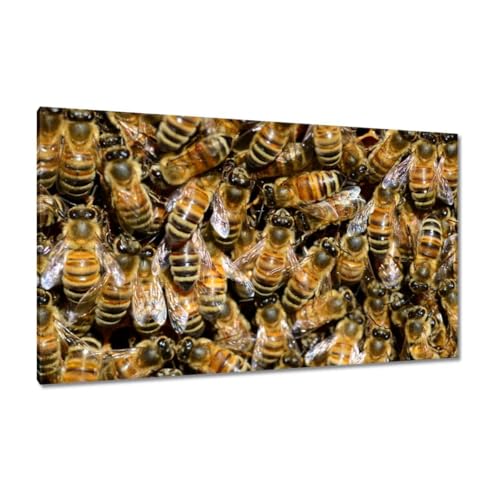 Peinture imprimée sur toile pour habiller un grand mur vide - Abeilles au travail 120x70