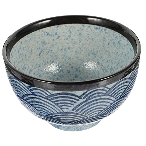 Mobestech Cuenco De Cerámica Japonés Con Diseño De Ondas Marinas Tazón Decorativo Resistente Para Arroz Vajilla Para Desayuno y Mesa De Comedor